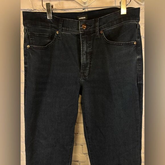 Express Dark Blue Mid Rise Classic Cowgirl Western Country Bootcut Jeans 12 - Picture 3 of 9